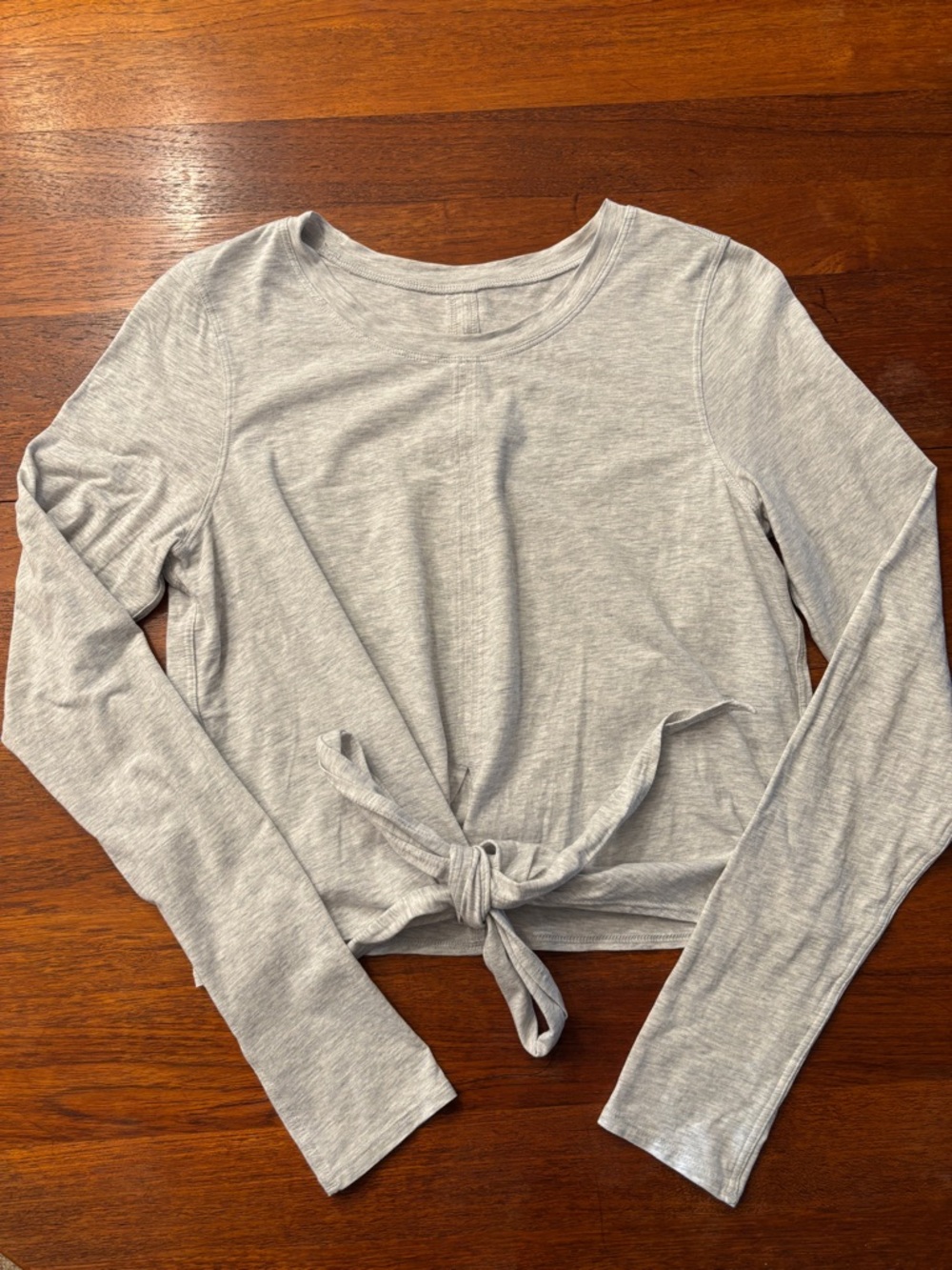 lululemon athletica Light Gray Long-Sleeve Tie-Front crop top